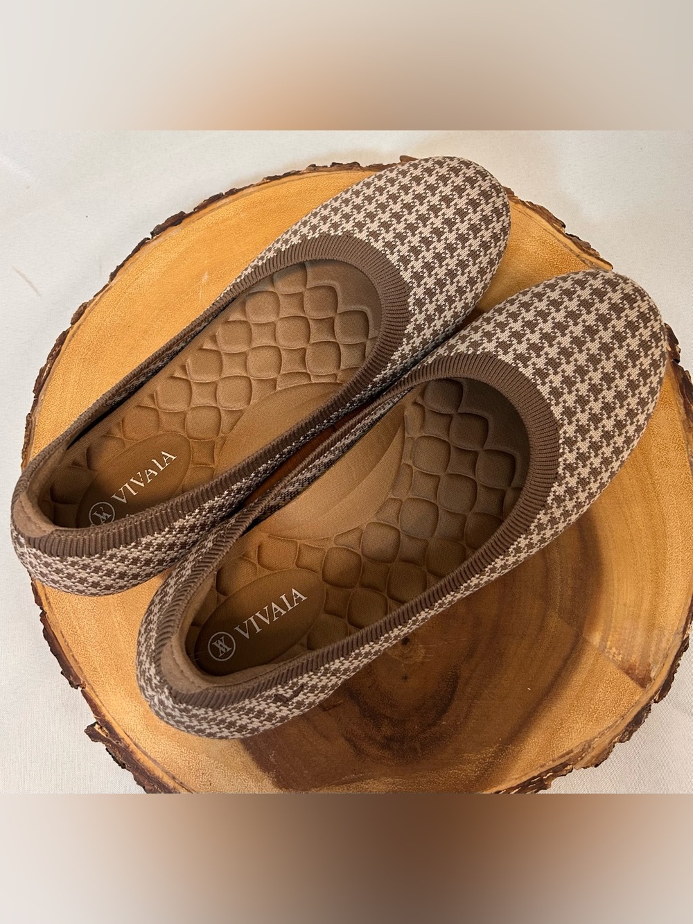VIVAIA Claire Round Toe Flats Espresso Houndstooth Pattern Women’s EU 40 US 9